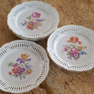 Porcelain B.J.L. Germany 6 Cake Dessert 7" Plates